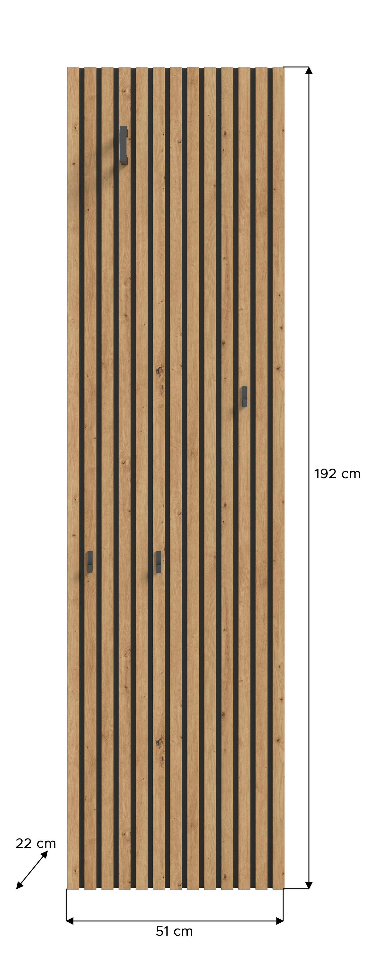 Garderobenpaneel Delton Eiche Artisan Nachbildung B/H/T: ca. 51x192x22 cm Delton - Eiche (51,00/192,00/22,00cm) - xonox.home