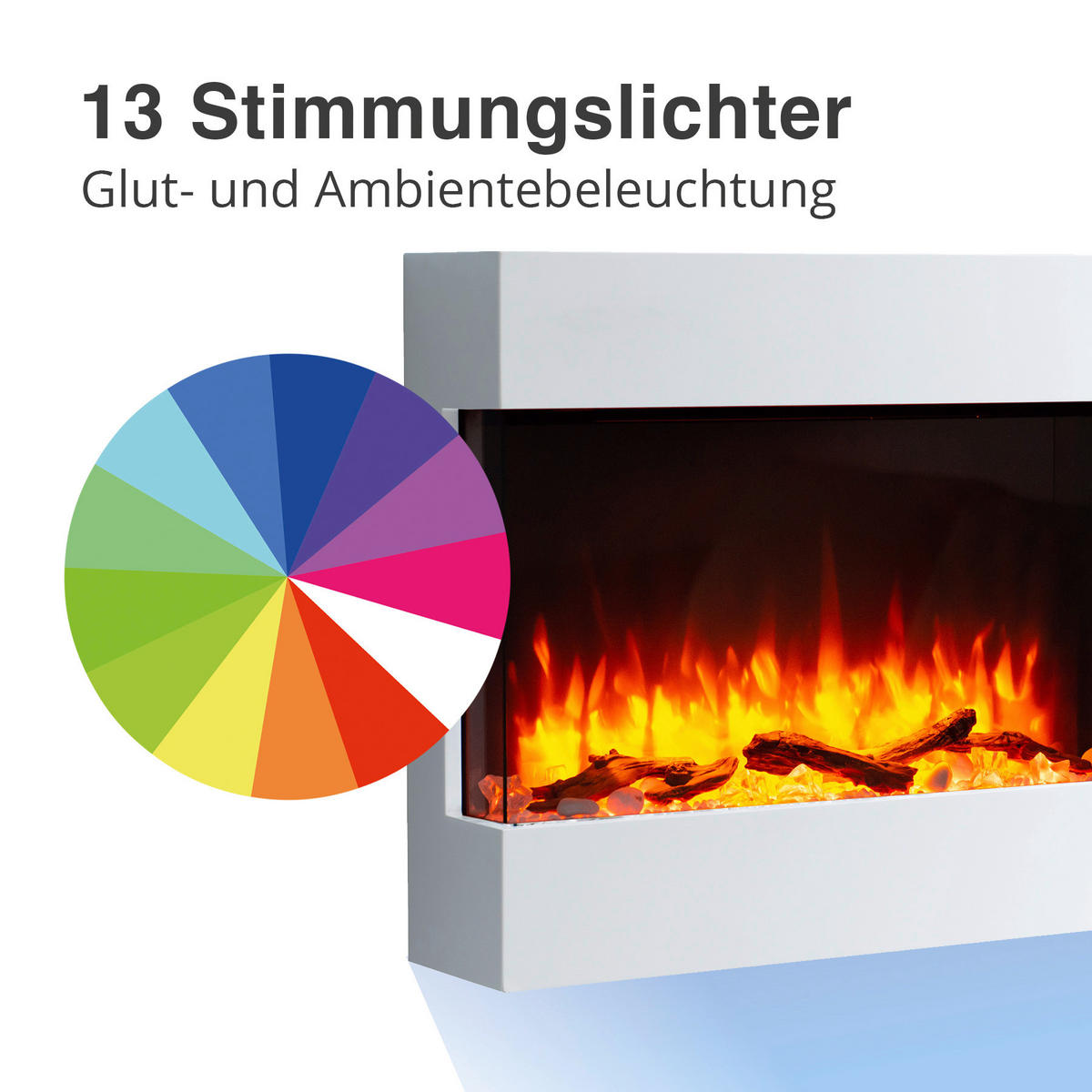 Balderia Wandkamin Elektrischer-Kamin Alva weiß MDF B/H/T: ca. 63,4x72,6x20 cm Elekt.-Kamin Alva EM279B - weiß (63,40/72,60/20,00cm) - Balderia