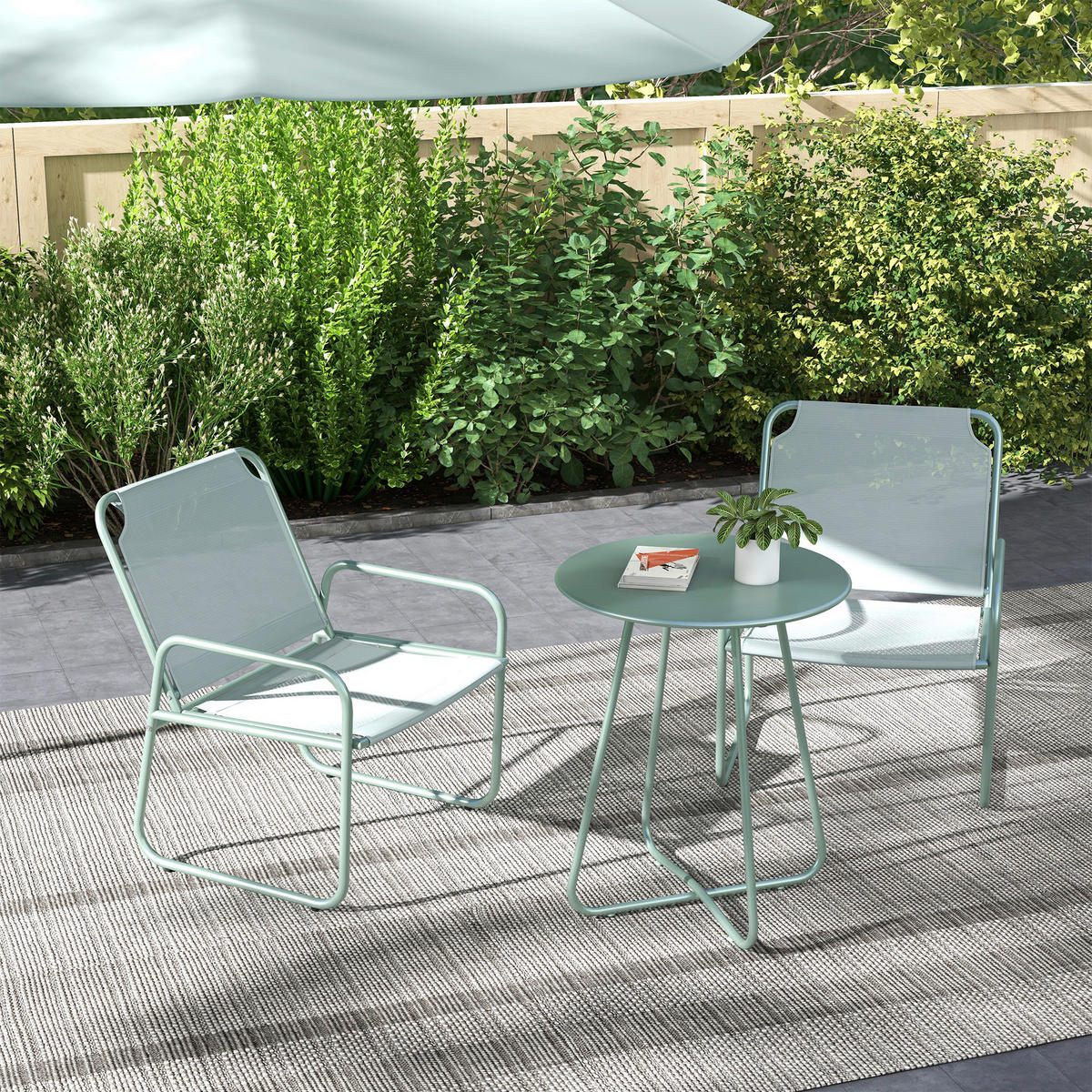 Outsunny Sitzgruppe grün Mesh B/H/L: ca. 57x63x82 cm Gartenmöbel-Set - grün (82,00/57,00/63,00cm) - Outsunny