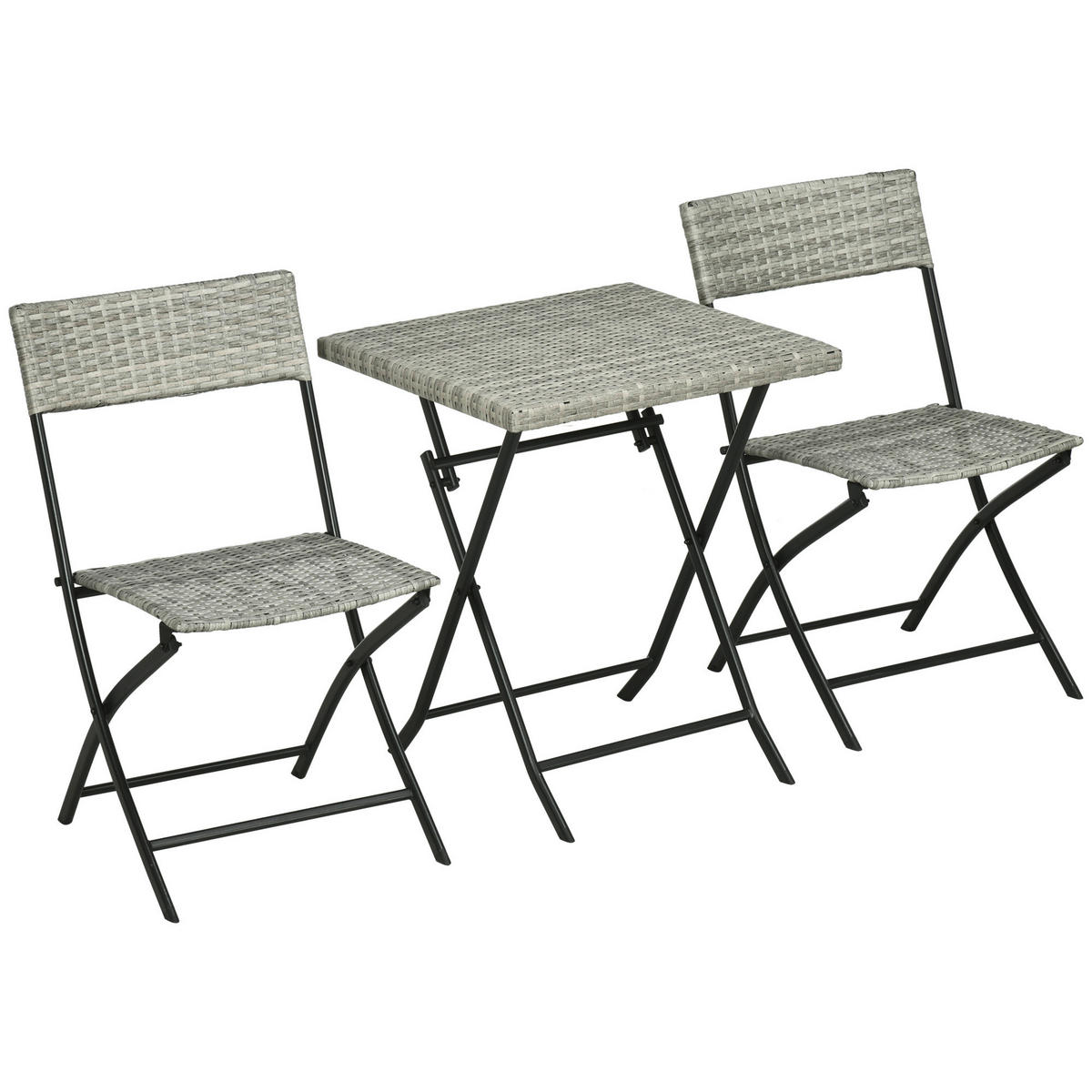 Outsunny Sitzgruppe hellgrau Edelstahl B/H/L: ca. 60x60x72 cm Gartenmöbel-Set - hellgrau (72,00/60,00/60,00cm) - Outsunny
