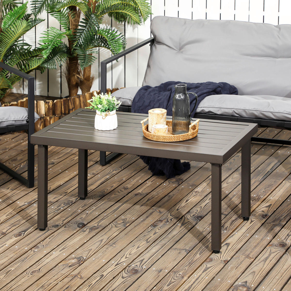 Outsunny Beistelltisch Beistelltisch - braun (91,00/51,00/46,00cm) - Outsunny