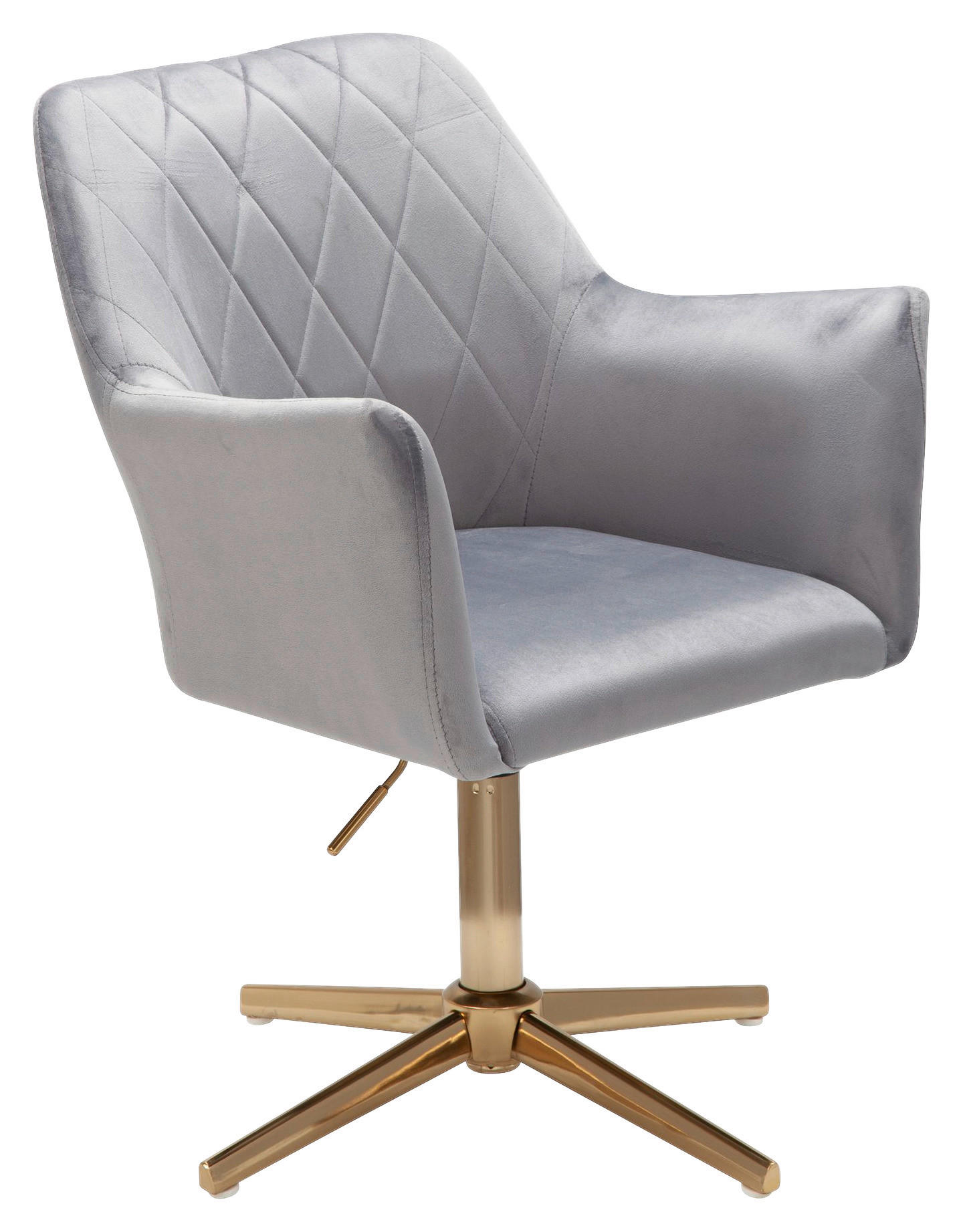 Drehstuhl grau gold Samt Eisen Drehstuhl - gold/grau (55,00/97,00/55,00cm) - Wohnling