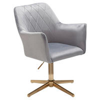 Drehstuhl grau gold Samt Eisen Drehstuhl - gold/grau (55,00/97,00/55,00cm) - Wohnling