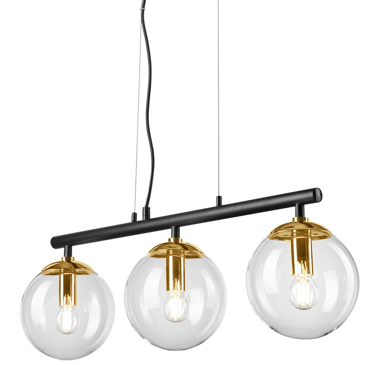 Lamkur Deckenleuchte gold Stahl Glas B/H/L: ca. 12x150x70 cm E14 3 Brennstellen ELOISE - gold (70,00/12,00/150,00cm) - Lamkur