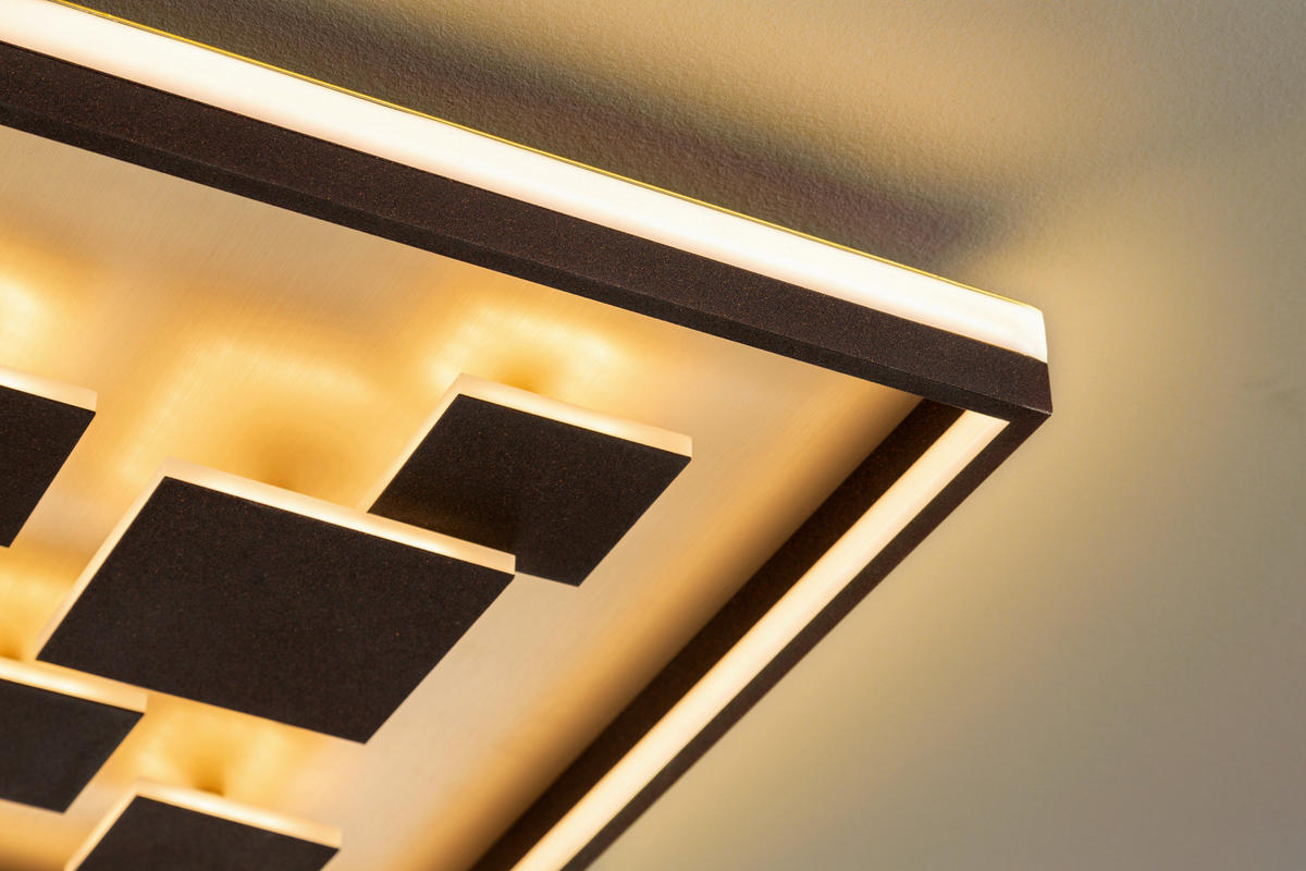 Fischer & Honsel LED-Deckenleuchte 20119 braun rost Metall B/H/T: ca. 53x8x53 cm 1 Brennstellen Rico - braun/rost (53,00/8,00/53,00cm) - Fischer & Honsel
