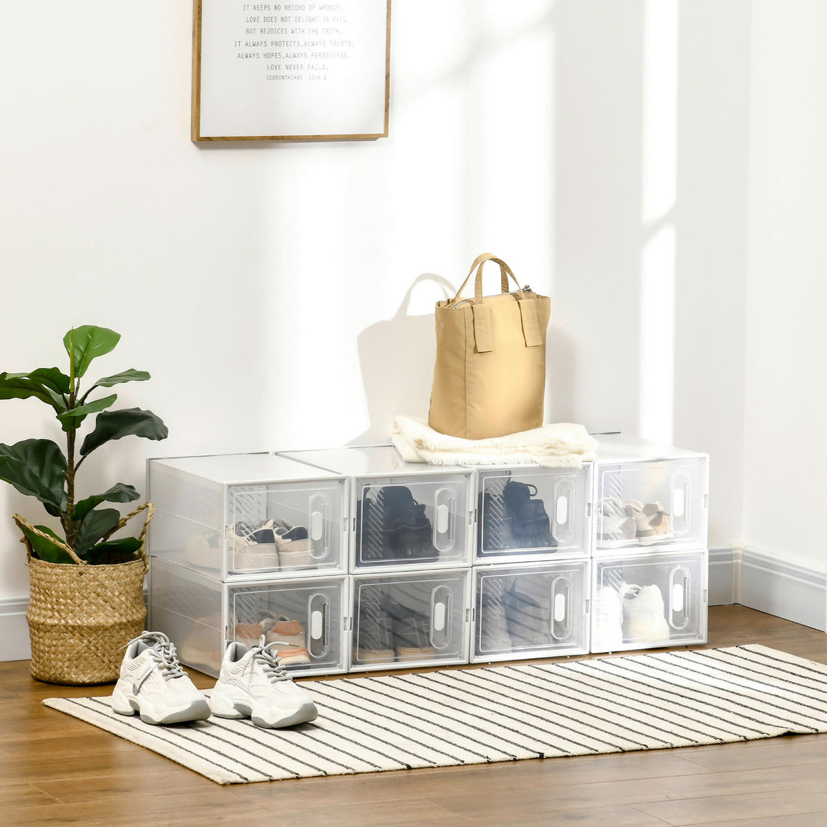 HOMCOM Schuhregal transparent Polypropylen B/H/L: ca. 35x25x19 cm Schuhschrank_mit_Stecksystem - transparent (19,00/35,00/25,00cm) - HOMCOM