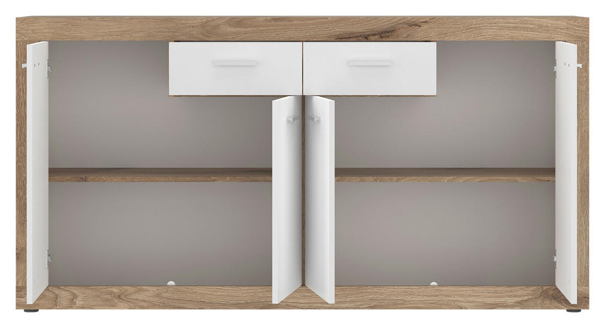 Kommode Focus Eiche Viking Nachbildung weiß glänzend B/H/T: ca. 173,8x90x39 cm Focus - weiß (173,80/90,00/39,00cm)