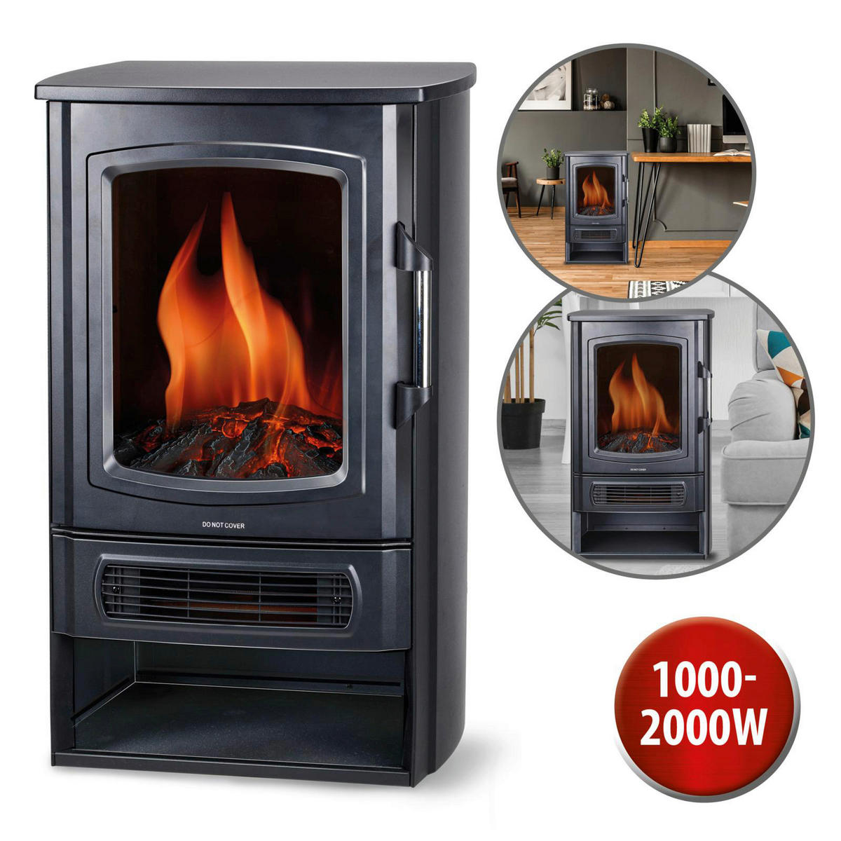alpina Elektrokamin schwarz Metall ca. 2000 W Helsinki - schwarz - Alpina