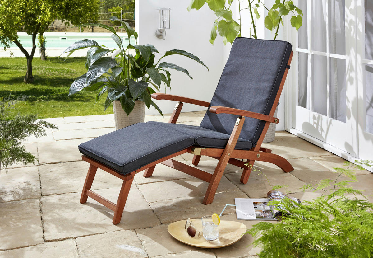 Grasekamp Auflagesessel anthrazit Polyester-Mischgewebe B/H/L: ca. 51x6x174 cm Auflagesessel - anthrazit (174,00/51,00/6,00cm) - Grasekamp