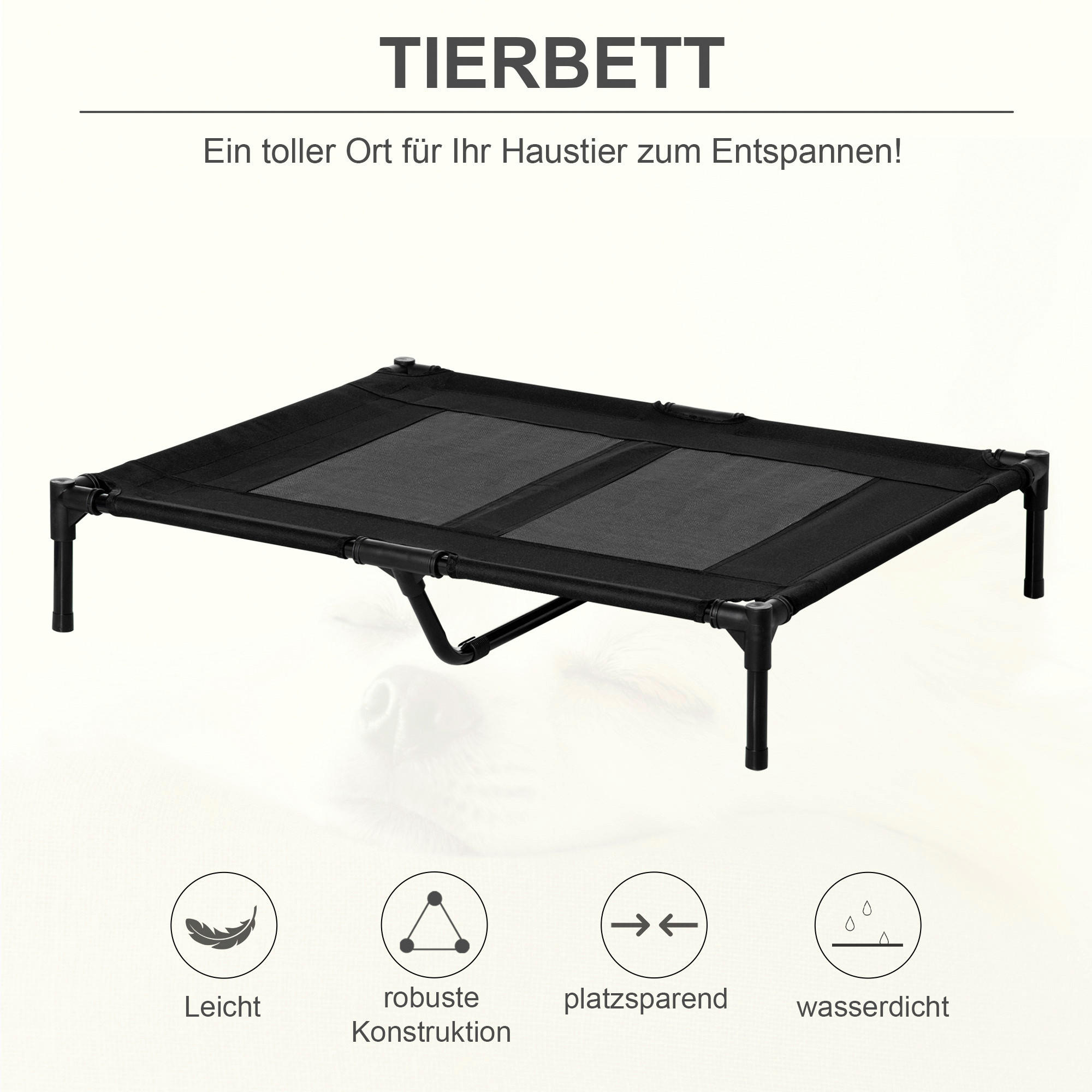 PawHut Hundeliege schwarz Metall B/H/L: ca. 76x18x92 cm Hundeliege - schwarz (92,00/76,00/18,00cm) - PawHut