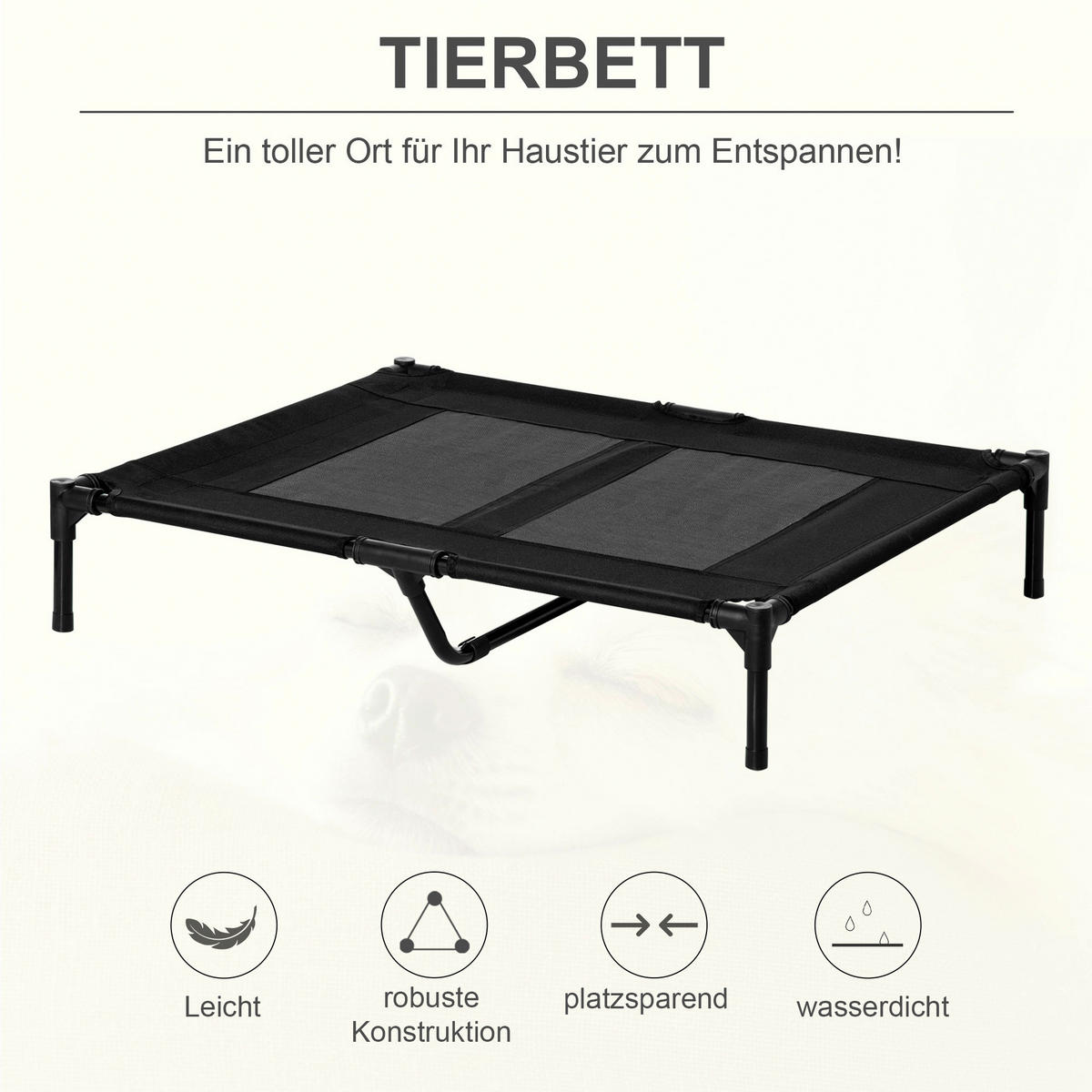 PawHut Hundeliege schwarz Metall B/H/L: ca. 76x18x92 cm Hundeliege - schwarz (92,00/76,00/18,00cm) - PawHut