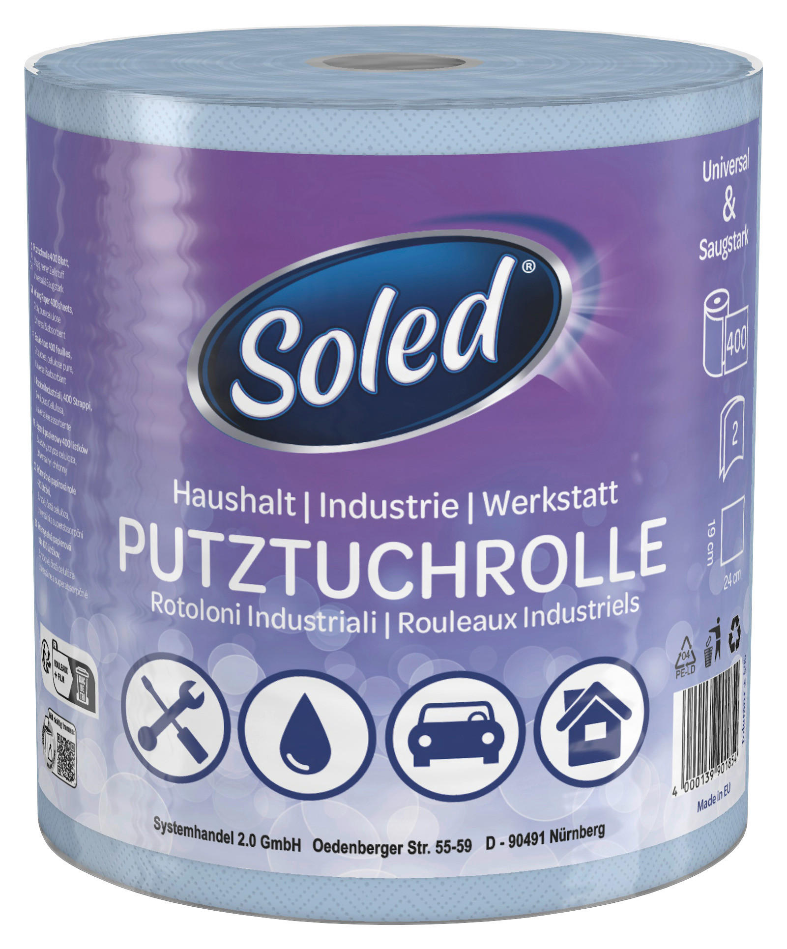 Soled Putztuchrolle Putztuchrolle_2lagig h.blau - Soled