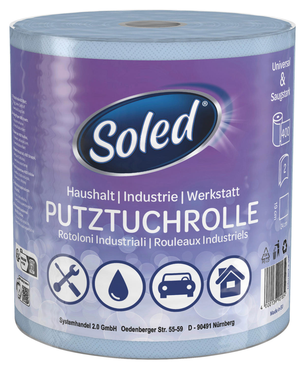 Soled Putztuchrolle Putztuchrolle_2lagig h.blau - Soled