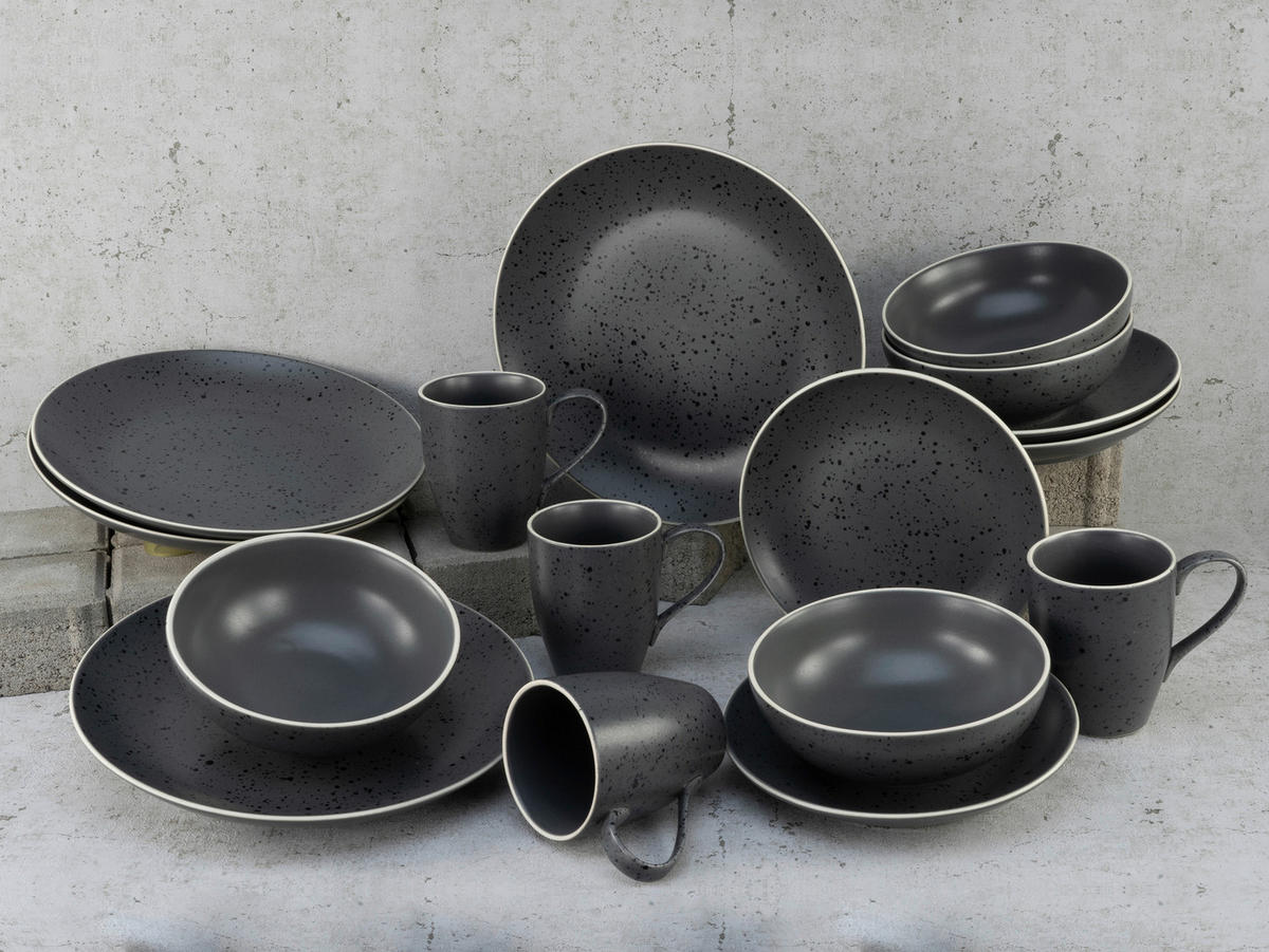 CreaTable Kombiservice INDUSTRIAL CHIC anthrazit Steinzeug 16 tlg. INDUSTRIAL CHIC - anthrazit - CreaTable