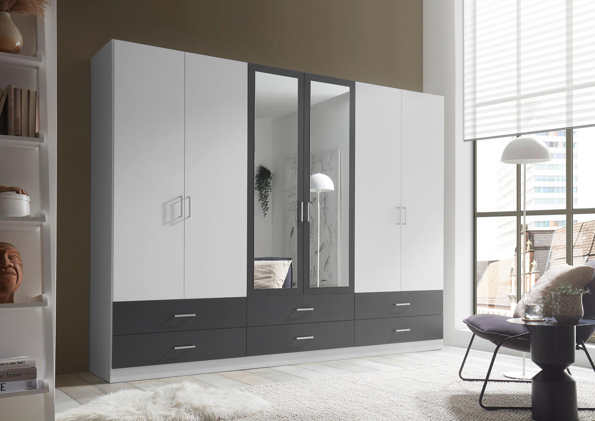 Kleiderschrank Janne weiß Graphit B/H/T: ca. 272x211x55 cm Janne - weiß/Graphit (272,00/211,00/55,00cm)