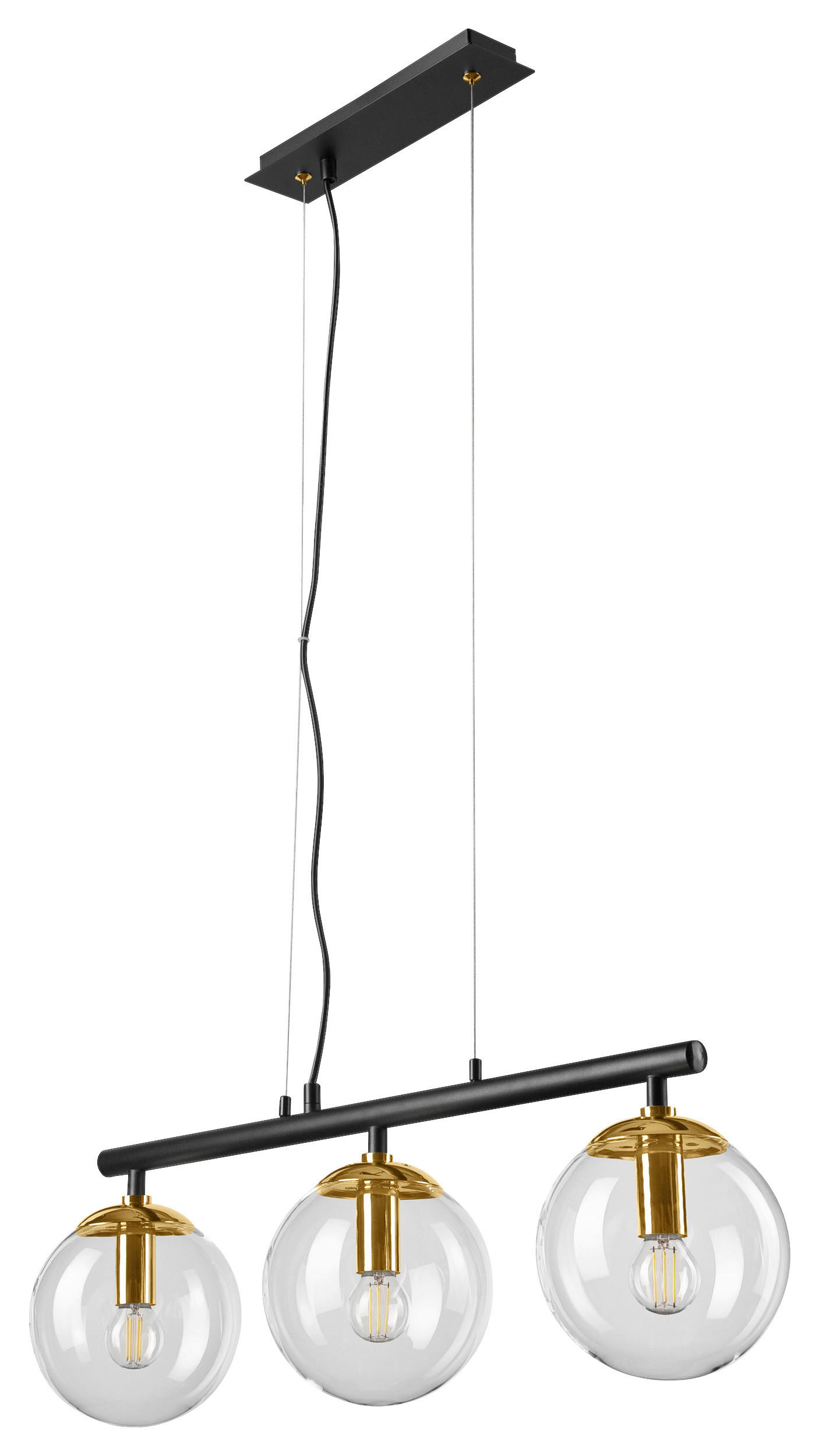 Lamkur Deckenleuchte gold Stahl Glas B/H/L: ca. 12x150x70 cm E14 3 Brennstellen ELOISE - gold (70,00/12,00/150,00cm) - Lamkur