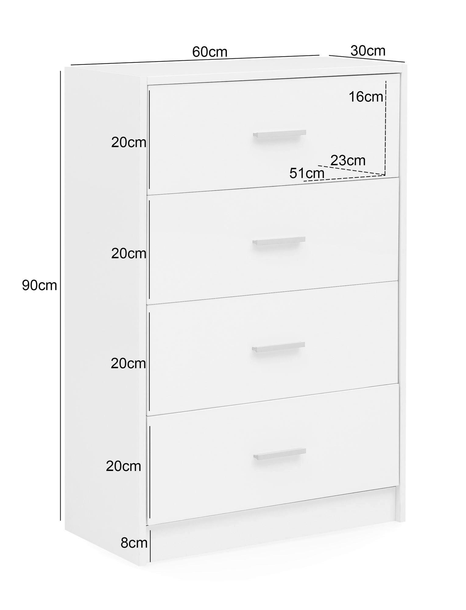 Sideboard weiß B/H/T: ca. 60x90x30 cm Sideboard - weiß (60,00/90,00/30,00cm) - Wohnling