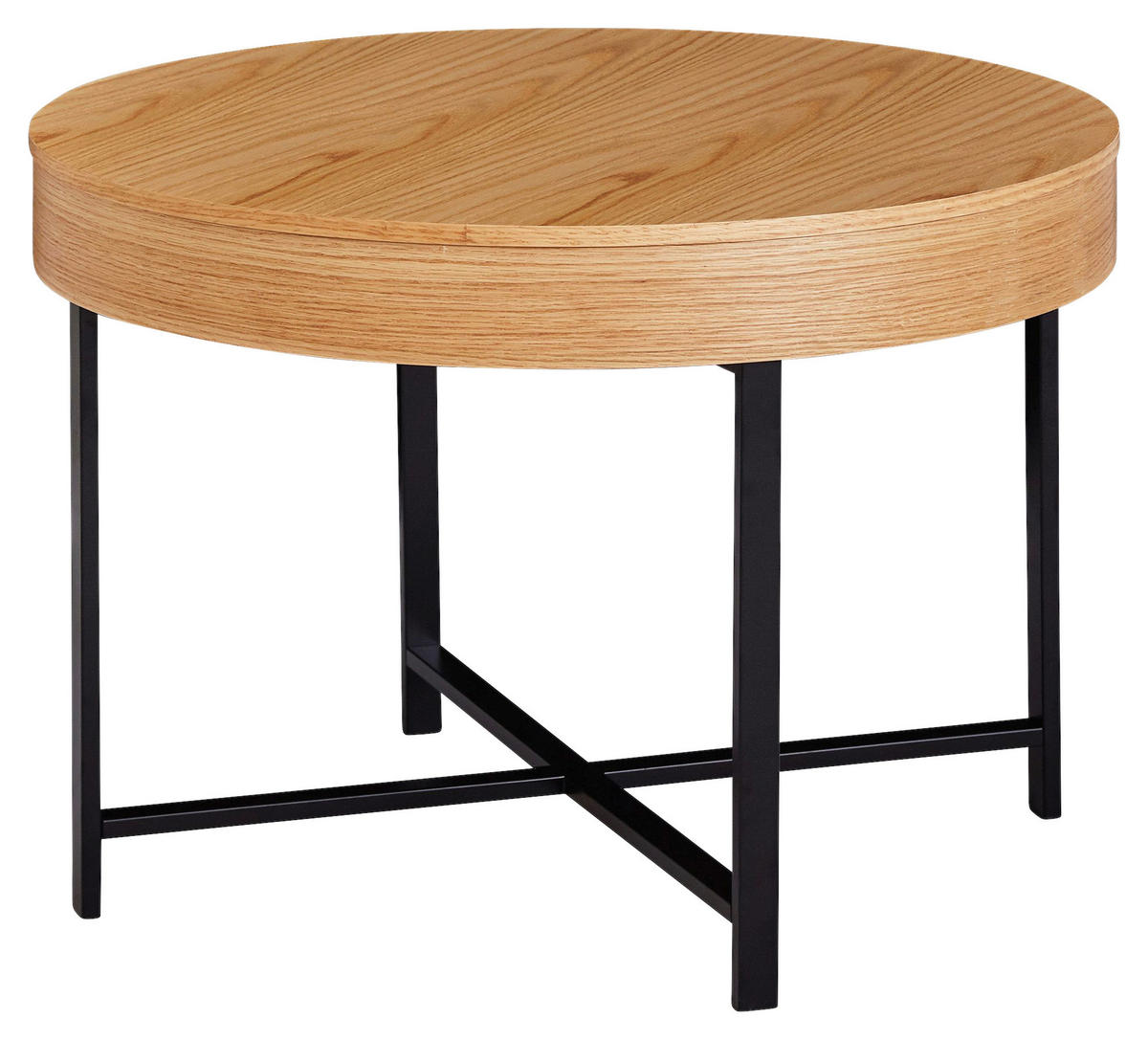 Couchtisch Eiche Nachbildung schwarz B/H/T: ca. 69x49x69 cm Tabletttisch - Eiche/schwarz (69,00/49,00/69,00cm) - Wohnling