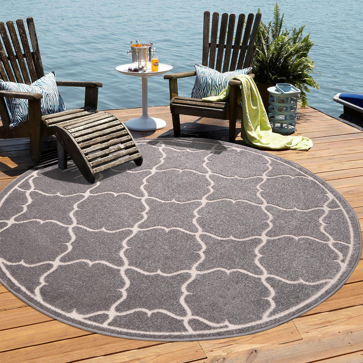 Sanat Outdoorteppich BERLIN hellgrau B/L: ca. 150x150 cm BERLIN - hellgrau (150,00/150,00cm) - Sanat