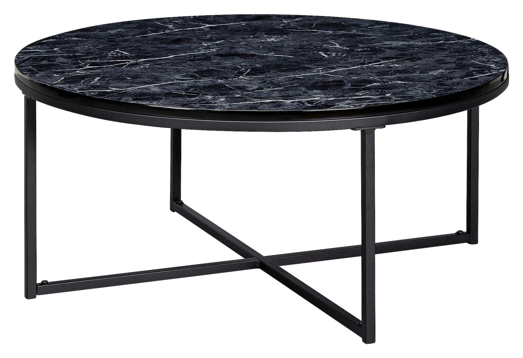 Wohnling Couchtisch schwarz Marmor schwarz MDF Stahl B/H/T: ca. 80x35x80 cm Couchtisch - schwarz (80,00/35,00/80,00cm) - Wohnling