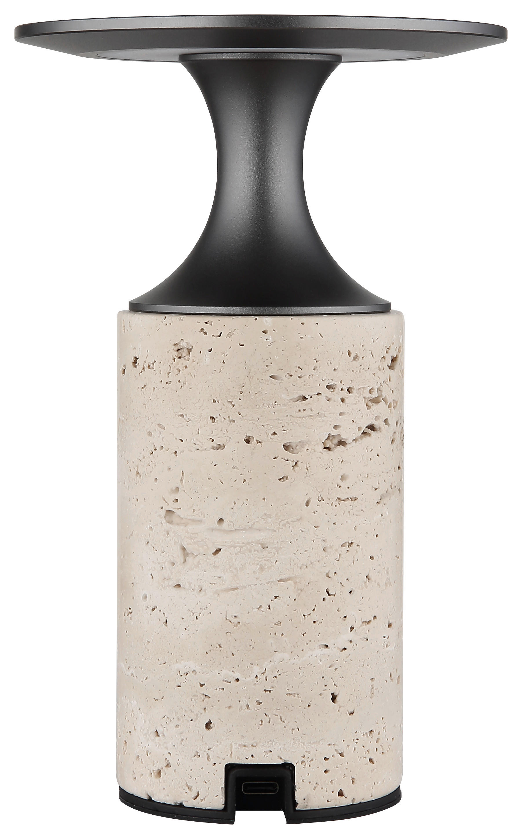 GLOBO Tischleuchte grau Opal Graphit Aluminium Stein H/D: ca. 18,8x12 cm 1 Brennstellen Travertin - Graphit/Opal (12,00/18,80cm) - GLOBO