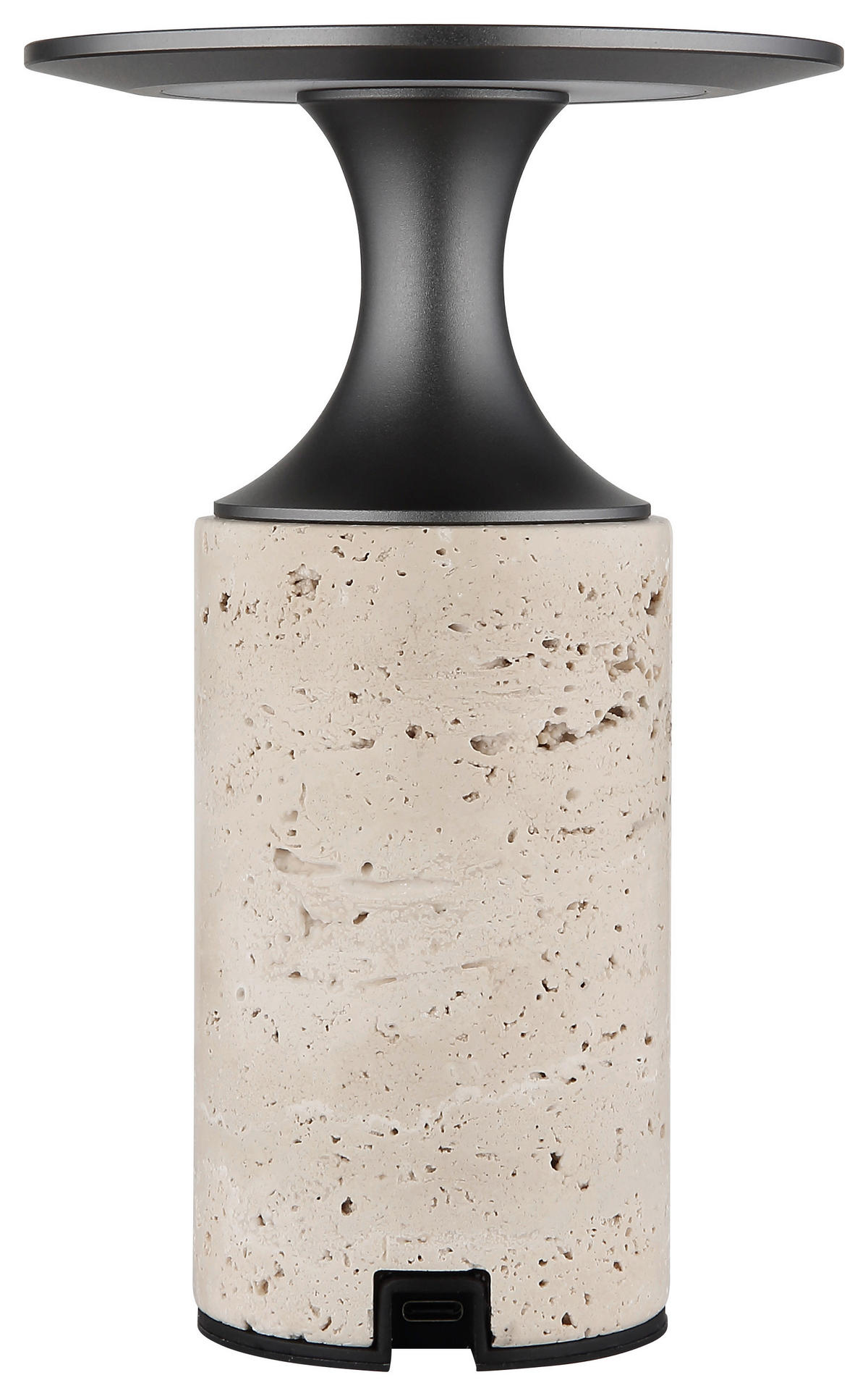 GLOBO Tischleuchte grau Opal Graphit Aluminium Stein H/D: ca. 18,8x12 cm 1 Brennstellen Travertin - Graphit/Opal (12,00/18,80cm) - GLOBO