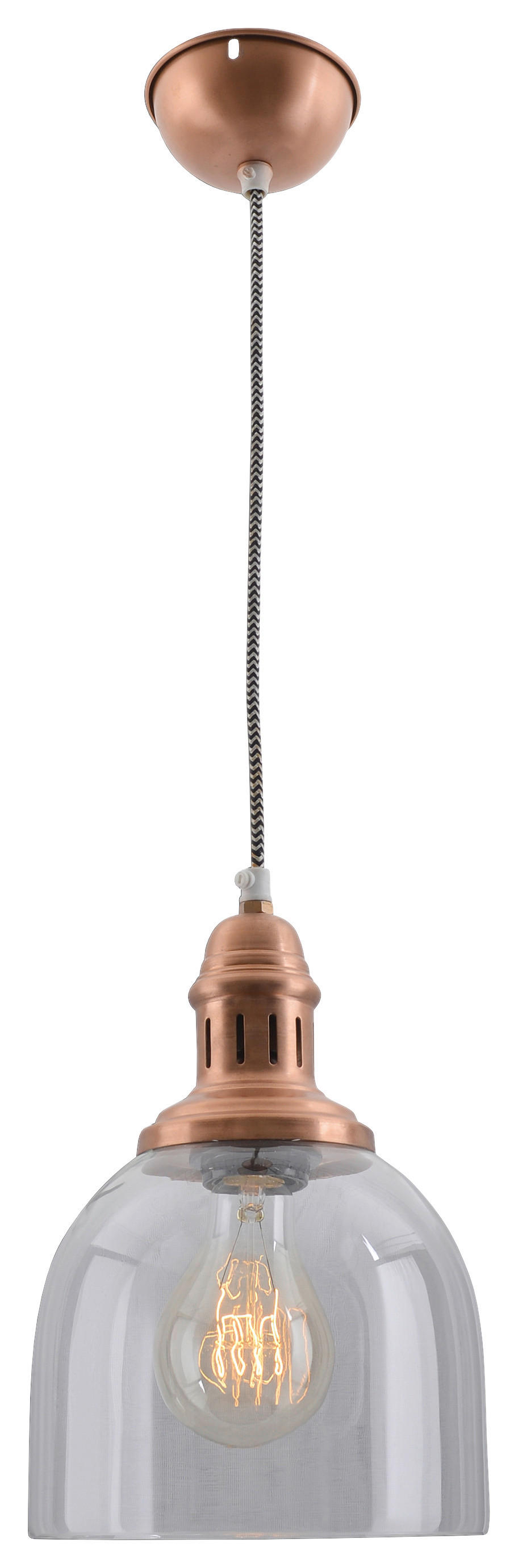Näve Leuchten Pendelleuchte 6074147 Kupfer Glas Metall B/H/T: ca. 18,5x110x18,5 cm E27 1 Brennstellen Mumbai - Kupfer (18,50/110,00/18,50cm) - Näve Leuchten