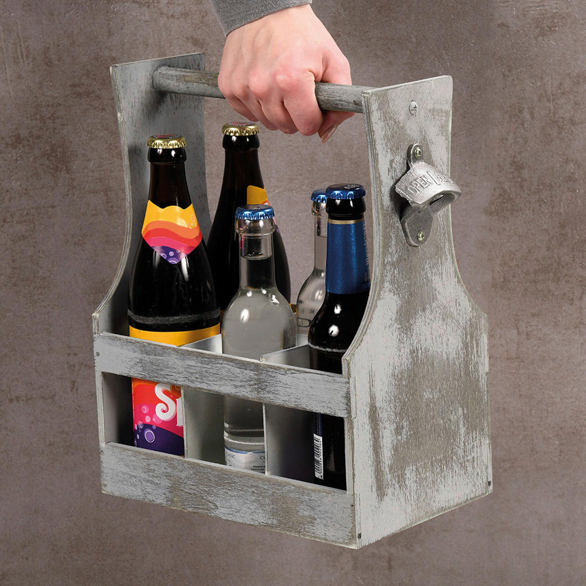 Kesper Flaschenhalter weiß Holz B/H/L: ca. 20x35x31 cm Flaschenträger - weiß (31,00/20,00/35,00cm) - Kesper