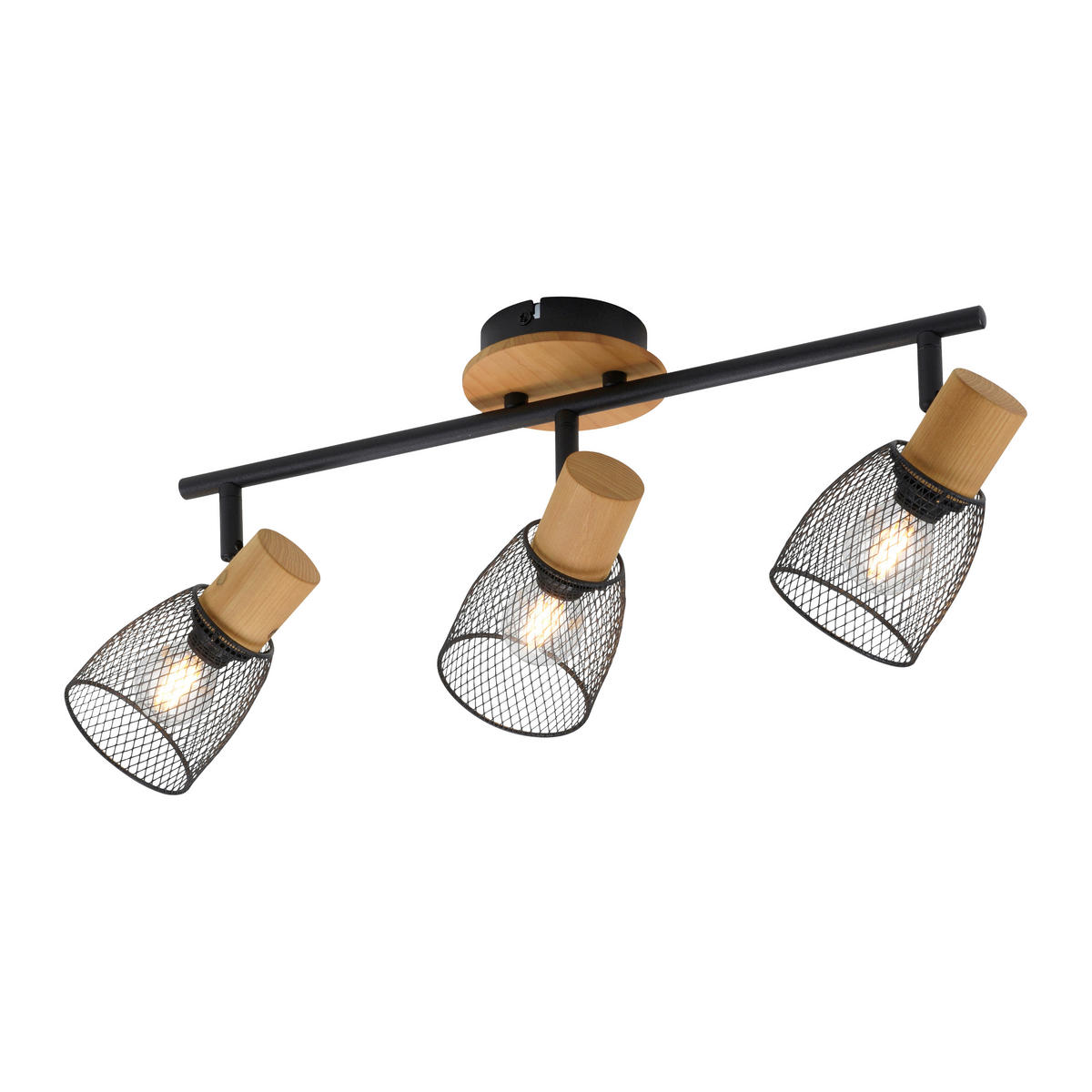 Just Light Spotbalken TAMIS 15193-79 schwarz natur Holz Metall B/H/T: ca. 65x22x24 cm E14 3 Brennstellen TAMIS - natur/schwarz (65,00/22,00/24,00cm) - Just Light