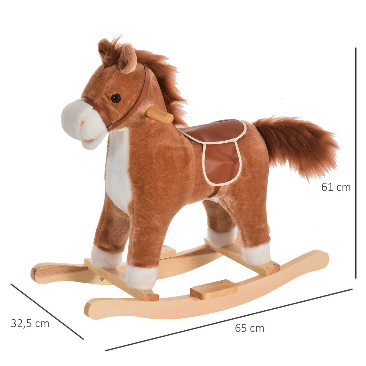 HOMCOM Kinder-Schaukelperd B/H/L: ca. 32,5x61x65 cm Kinder_Schaukelpferd - braun (65,00/32,50/61,00cm) - HOMCOM