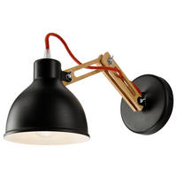 Lamkur Wandleuchte MARCELLO 34577 natur Holz Stahl H/L: ca. 25x35 cm E27 1 Brennstellen Marcello - natur (35,00cm) - Lamkur
