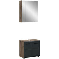Badezimmer-Set Ice Nox Oak Nachbildung schwarz matt B/H/T: ca. 60x185x30 cm Ice - schwarz (60,00/185,00/30,00cm) - xonox.home