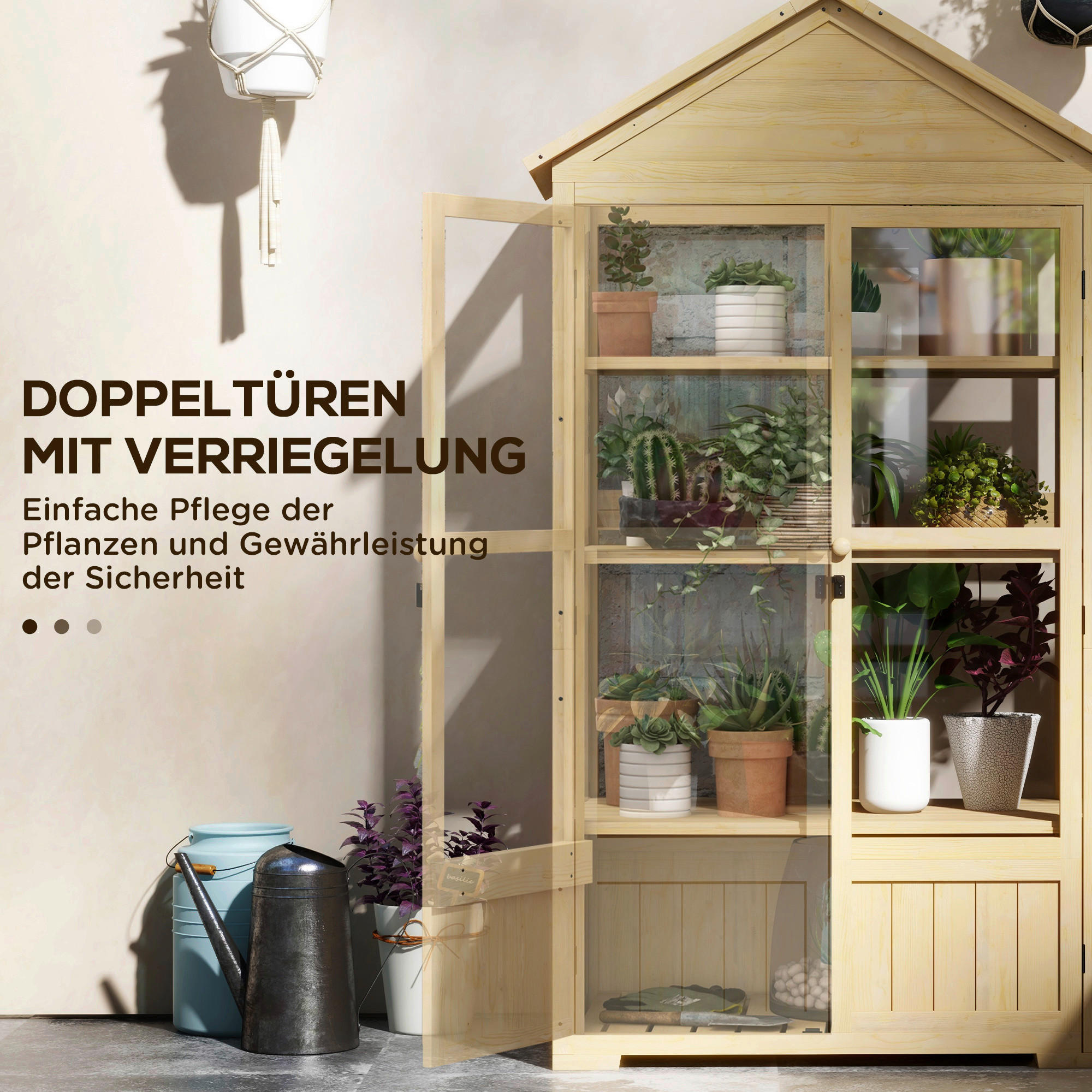 Outsunny Gewächshaus B/H/L: ca. 56,5x100x178 cm Frühbeet - natur (178,00/56,50/100,00cm) - Outsunny