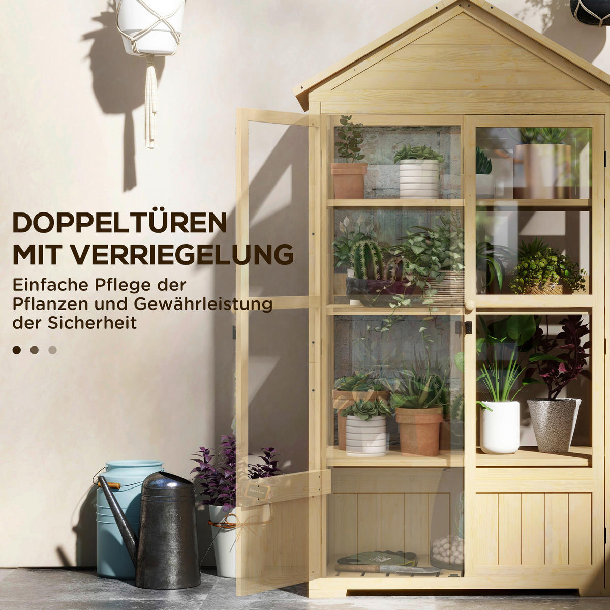 Outsunny Gewächshaus B/H/L: ca. 56,5x100x178 cm Frühbeet - natur (178,00/56,50/100,00cm) - Outsunny