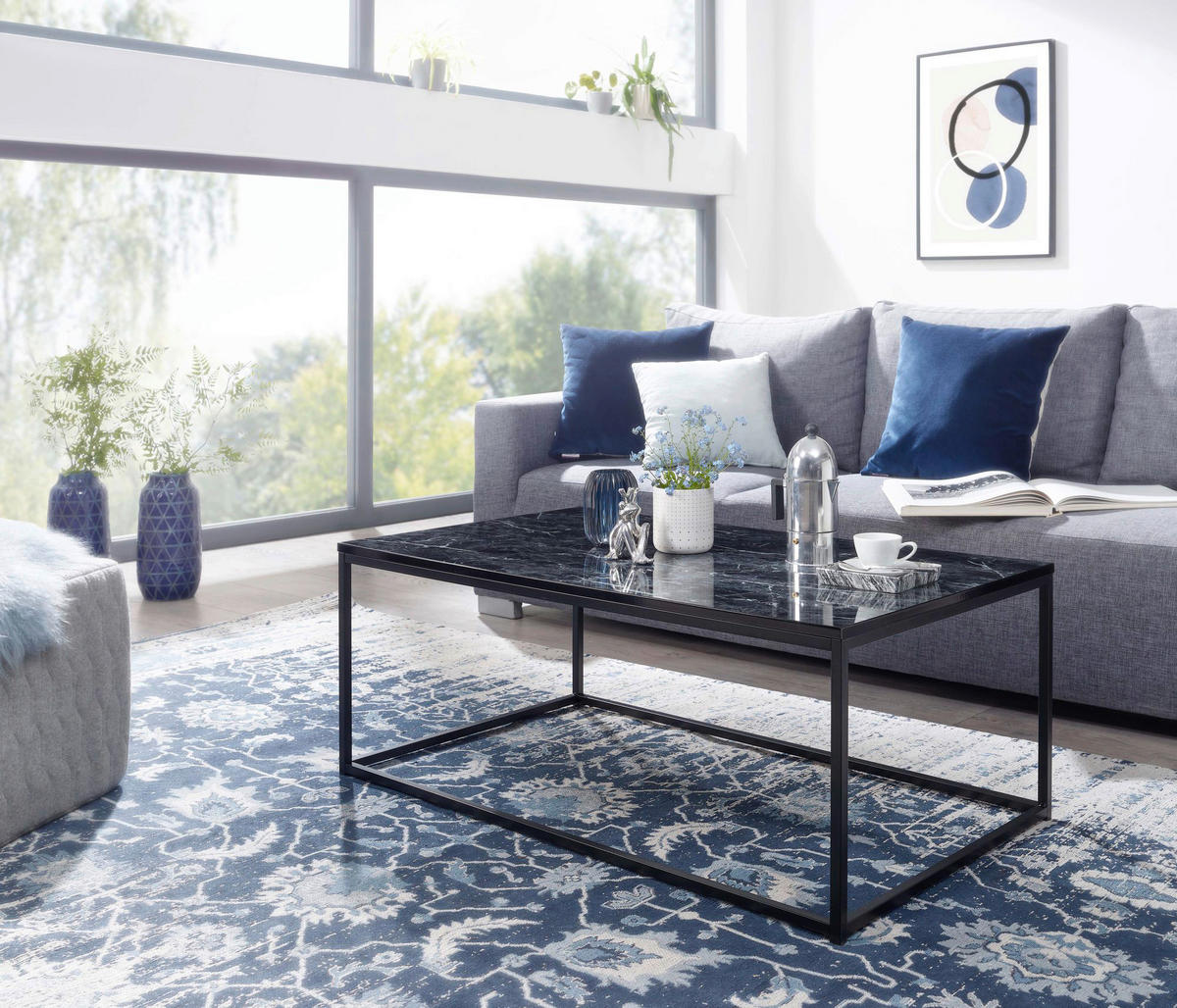 Couchtisch schwarz B/H/T: ca. 60x40x100 cm Couchtisch - schwarz (60,00/40,00/100,00cm) - Wohnling
