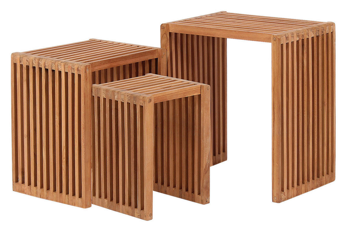 deVries Beistelltisch Woodie hellbraun Teakholz B/H/T: ca. 45x50x30 cm Woodie - hellbraun (45,00/50,00/30,00cm) - deVries