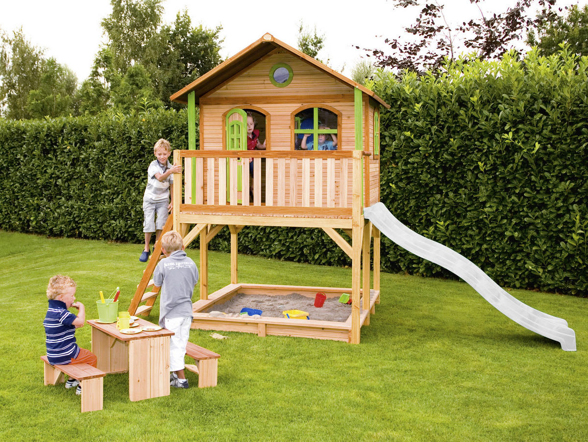 AXI Spielhaus Marc braun B/H/L: ca. 432x293x212 cm Marc - braun/weiß (212,00/432,00/293,00cm) - AXI