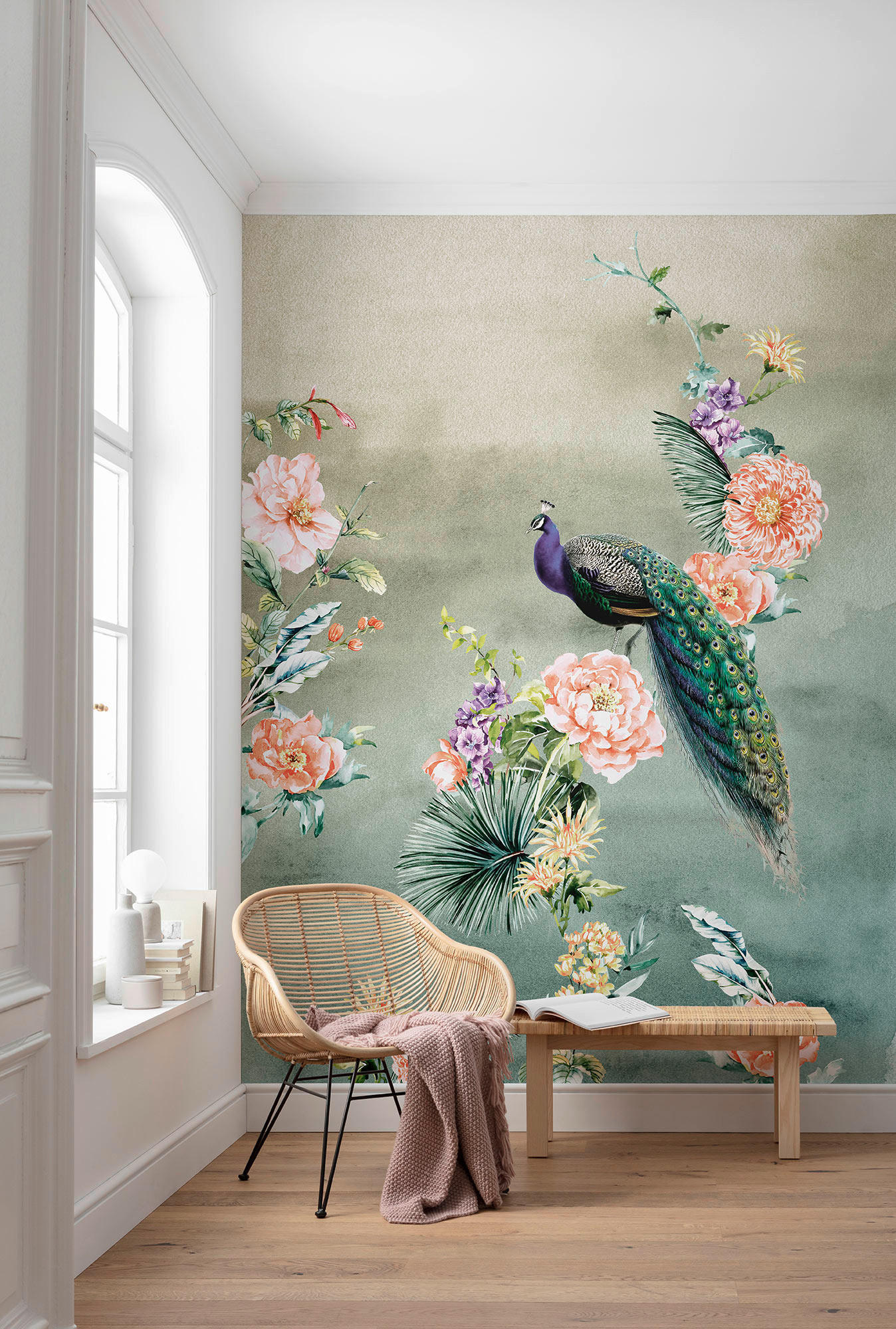 Komar Fototapete Pfau B/L: ca. 200x250 cm Pfau - (200,00/250,00cm) - Komar