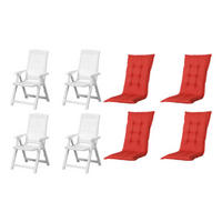 PROGARDEN,MADISON Klappsessel Set + Auflagen Tampa weiß Kunststoff B/H/L: ca. 61x109x60 cm Tampa - weiß/rot (60,00/61,00/109,00cm) - PROGARDEN,MADISON