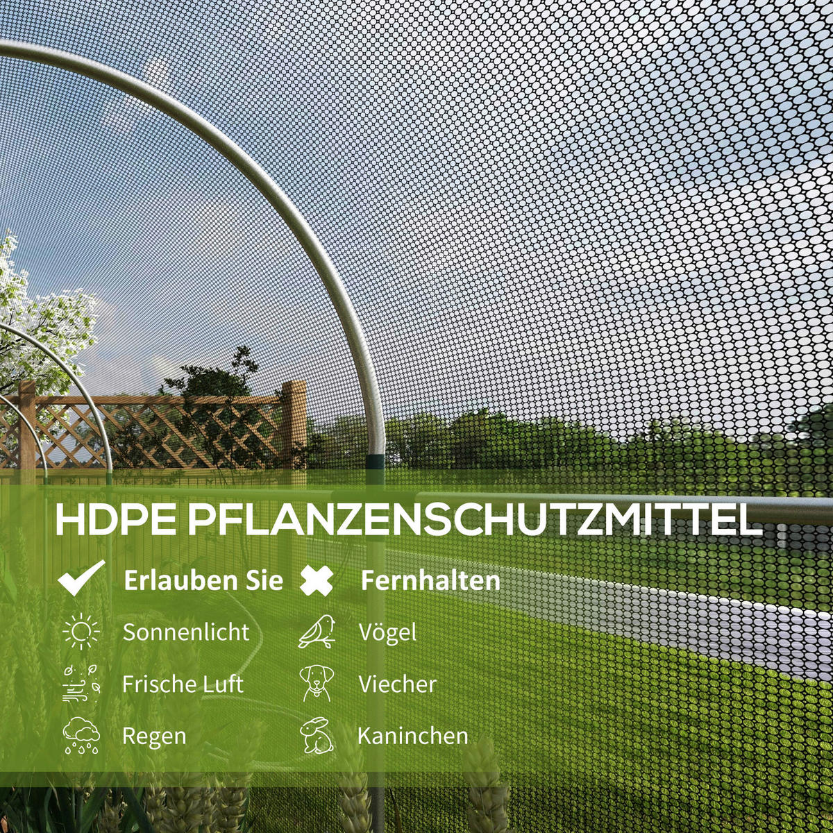 Outsunny Tier-Zubehör schwarz Edelstahl B/H/L: ca. 360x120x188 cm Vogelschutznetz - schwarz (188,00/360,00/120,00cm) - Outsunny