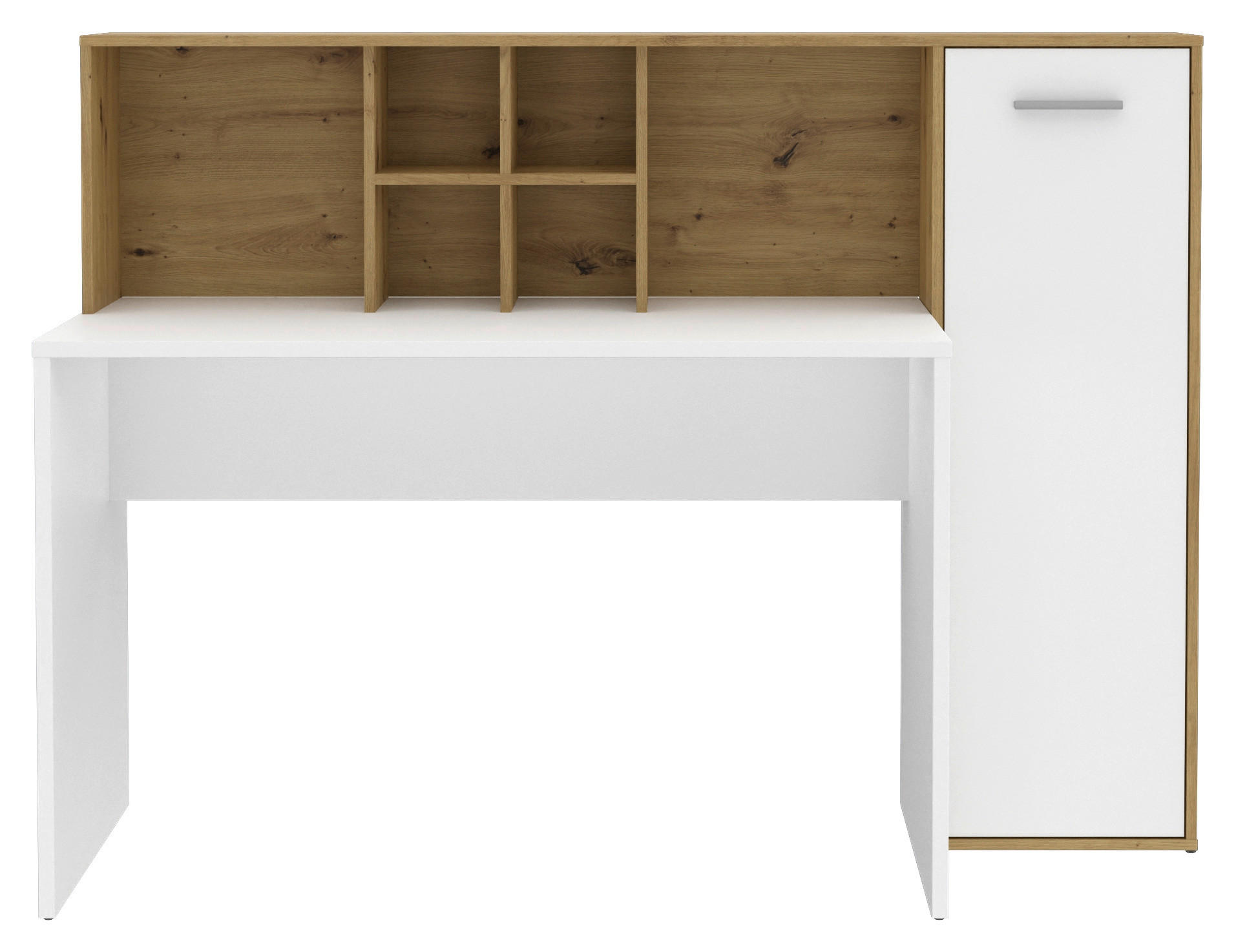Schreibtisch  weiß Eiche Artisan Nachbildung B/H/T: ca. 158x116x66 cm Eriadu_Schreibtisch - Eiche/weiß (158,00/116,00/66,00cm)