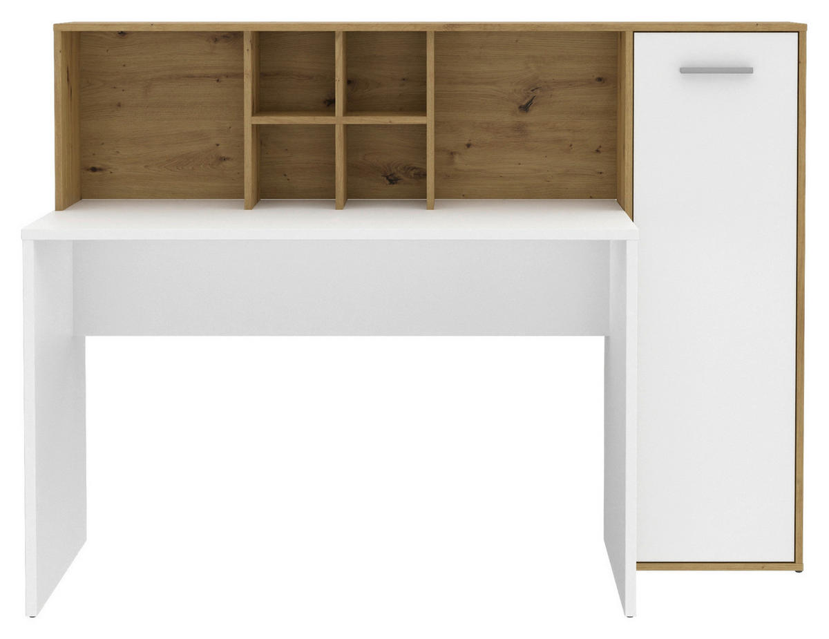 Schreibtisch  weiß Eiche Artisan Nachbildung B/H/T: ca. 158x116x66 cm Eriadu_Schreibtisch - Eiche/weiß (158,00/116,00/66,00cm)