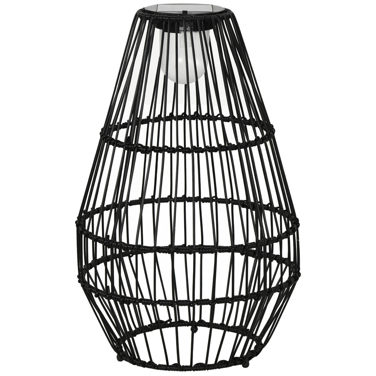 Solarleuchte 867-125V00BK schwarz Edelstahl Polypropylen Polyrattan B/H/L: ca. 34x34x56 cm Solarlampe - schwarz (56,00/34,00/34,00cm) - Outsunny