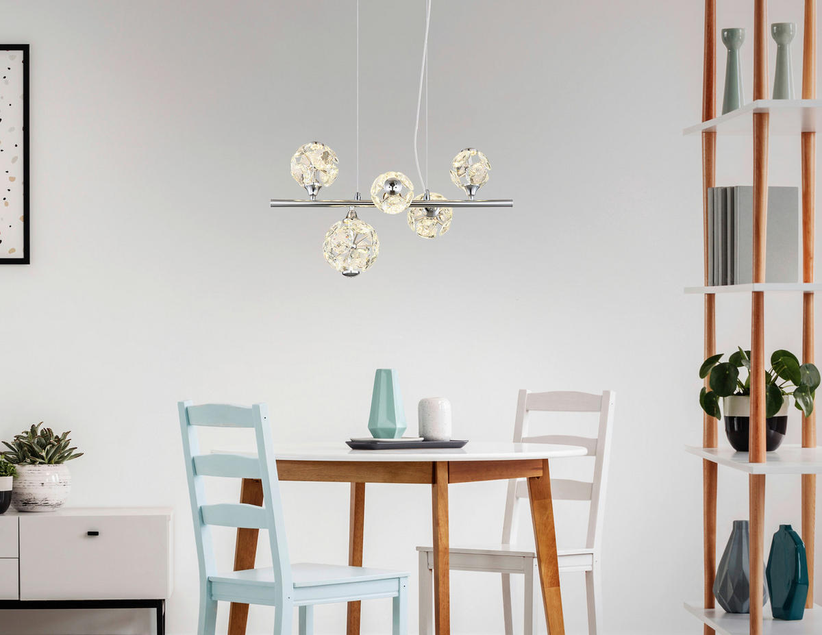 GLOBO Pendelleuchte VIRINA - klar/Chrom (50,00/30,00/120,00cm) - GLOBO