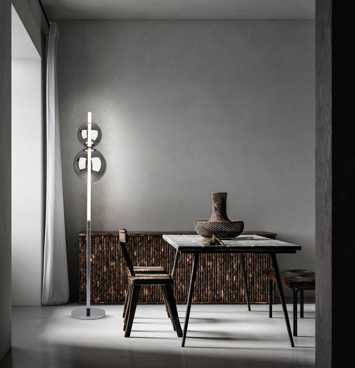 Näve Leuchten LED-Leuchten 2072042 Chrom Rauch Metall Glas H/D: ca. 149,7x25 cm Nova - Chrom/Rauch (25,00/149,70cm) - Näve Leuchten