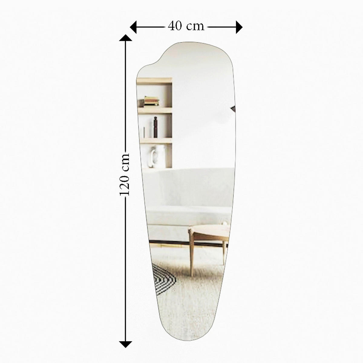 Wandspiegel Reos silber Optik Glas B/H/T: ca. 40x120x2,2 cm Reos - silber (40,00/120,00/2,20cm) - moebel17