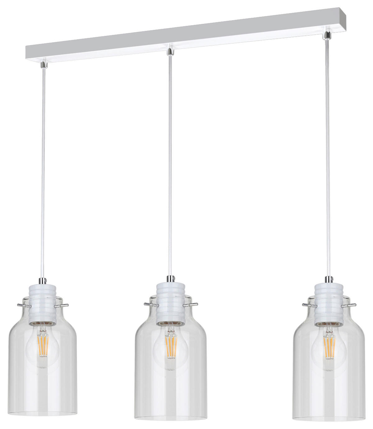 SPOT Light Pendelleuchte Alessandro 1760302 silber transparent Metall Glas B/H/T: ca. 60x105x12 cm E27 3 Brennstellen Alessandro - silber/transparent (60,00/105,00/12,00cm) - SPOT Light