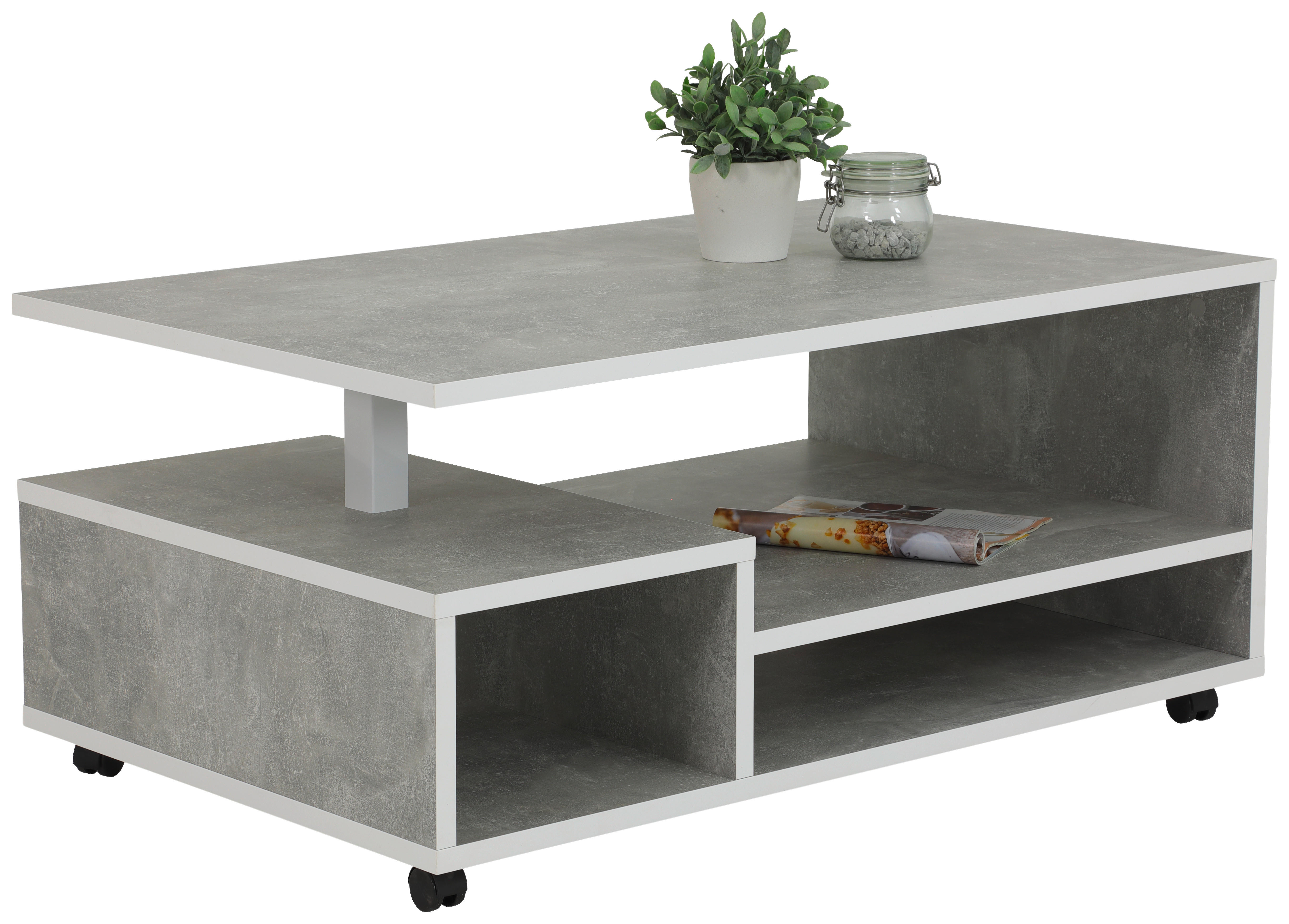 Couchtisch Eike Beton Optik weiß Nachbildung B/H/T: ca. 110x50x68 cm Eike - Beton/weiß (110,00/50,00/68,00cm)