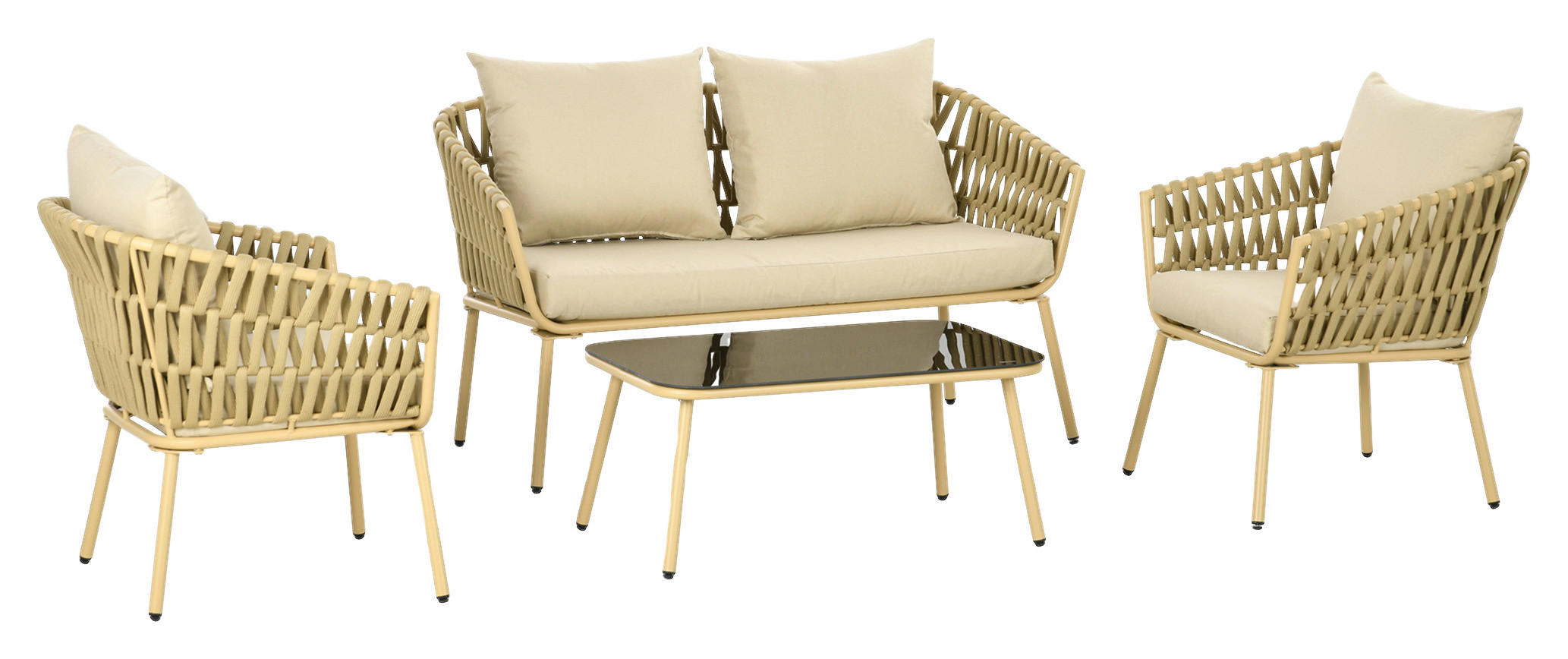 Outsunny Sitzgruppe khaki Polyester B/H/L: ca. 66x130x72 cm Gartenmöbel-Set - khaki (72,00/66,00/130,00cm) - Outsunny