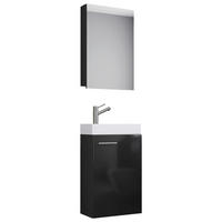 Waschplatz 3tlg-Slito schwarz B/H/T: ca. 41x130x22 cm 3tlg-Slito - schwarz (41,00/130,00/22,00cm) - VCM Möbel